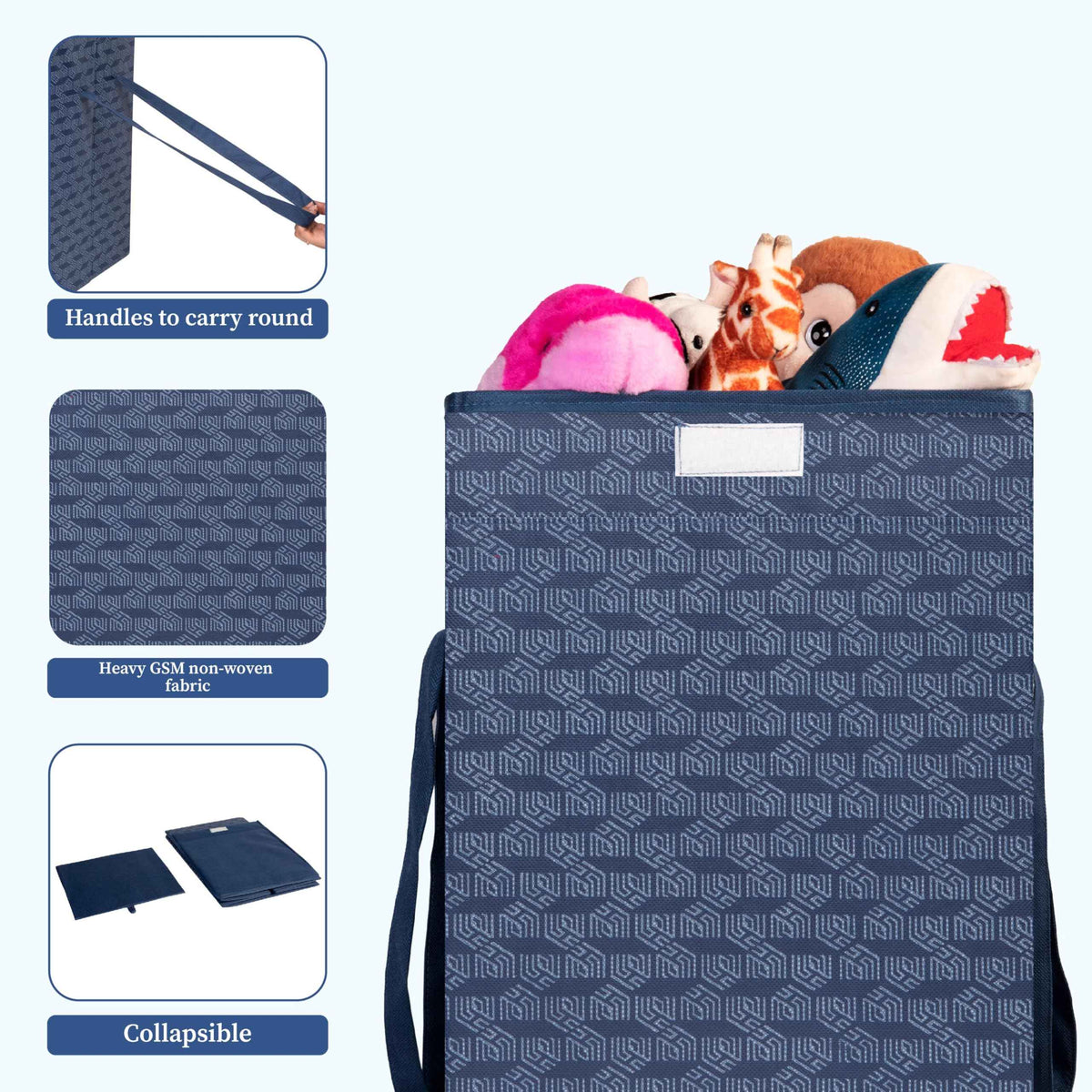 50 Ltrs Laundry Basket | Storage Bag with Attached Lid and Handles