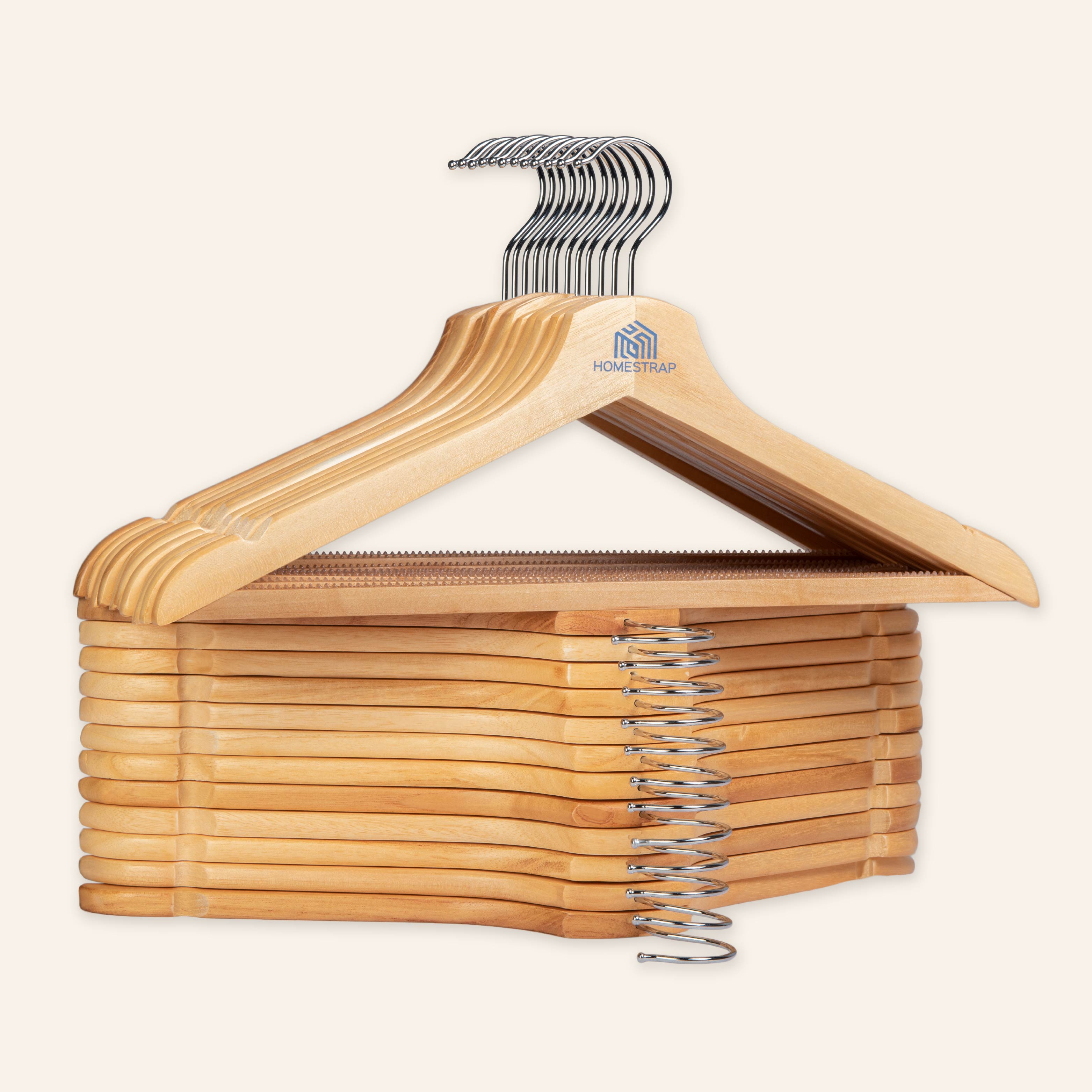Premium Wooden Anti-Slip Hanger |  Wooden Anti-Slip Silicone Teeth Hanger