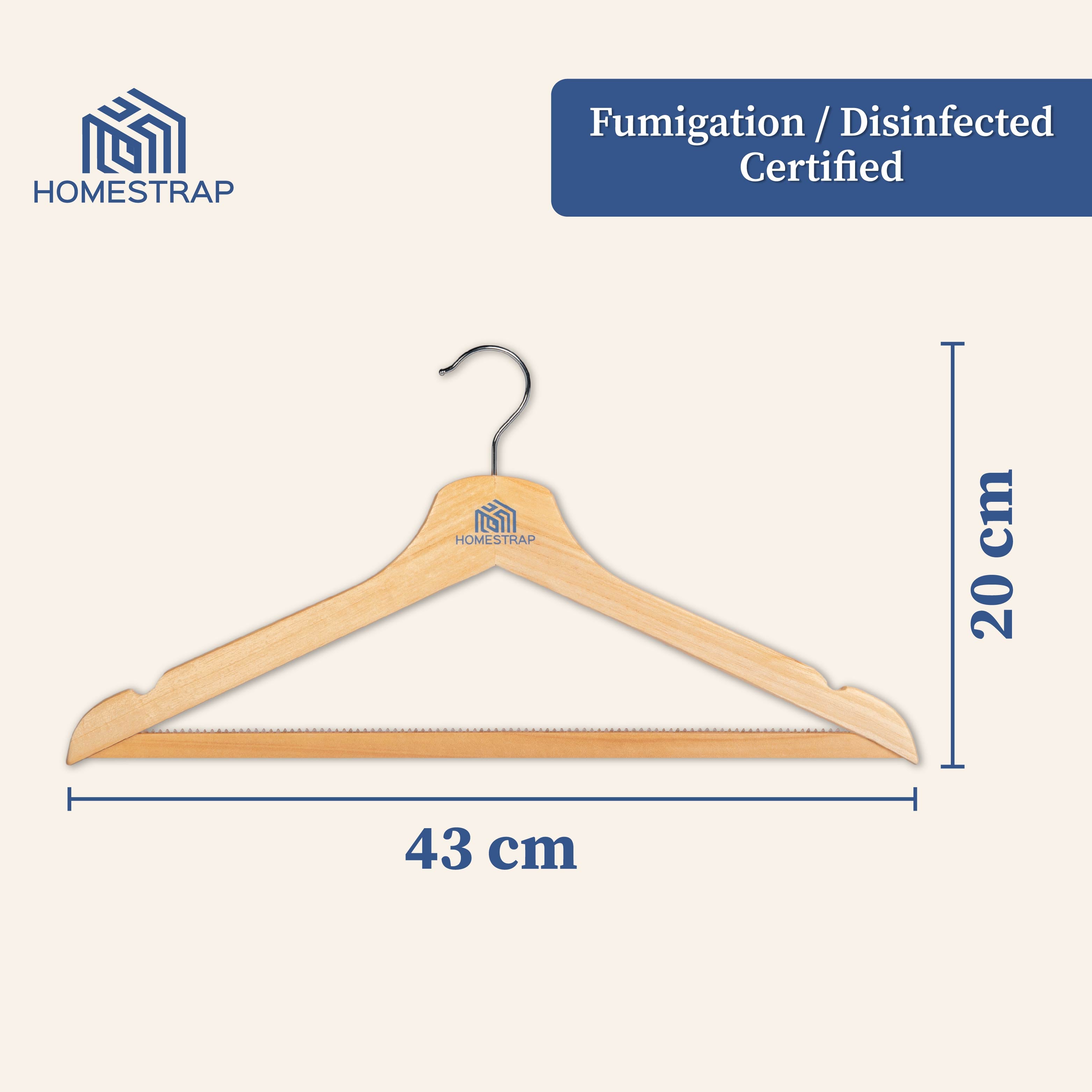 Premium Wooden Anti-Slip Hanger |  Wooden Anti-Slip Silicone Teeth Hanger