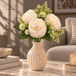 Champagne Ivory Peony Artificial Flower Bunch