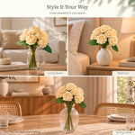 Champagne Ivory Rose Artificial Flower Bunch | Set of 2
