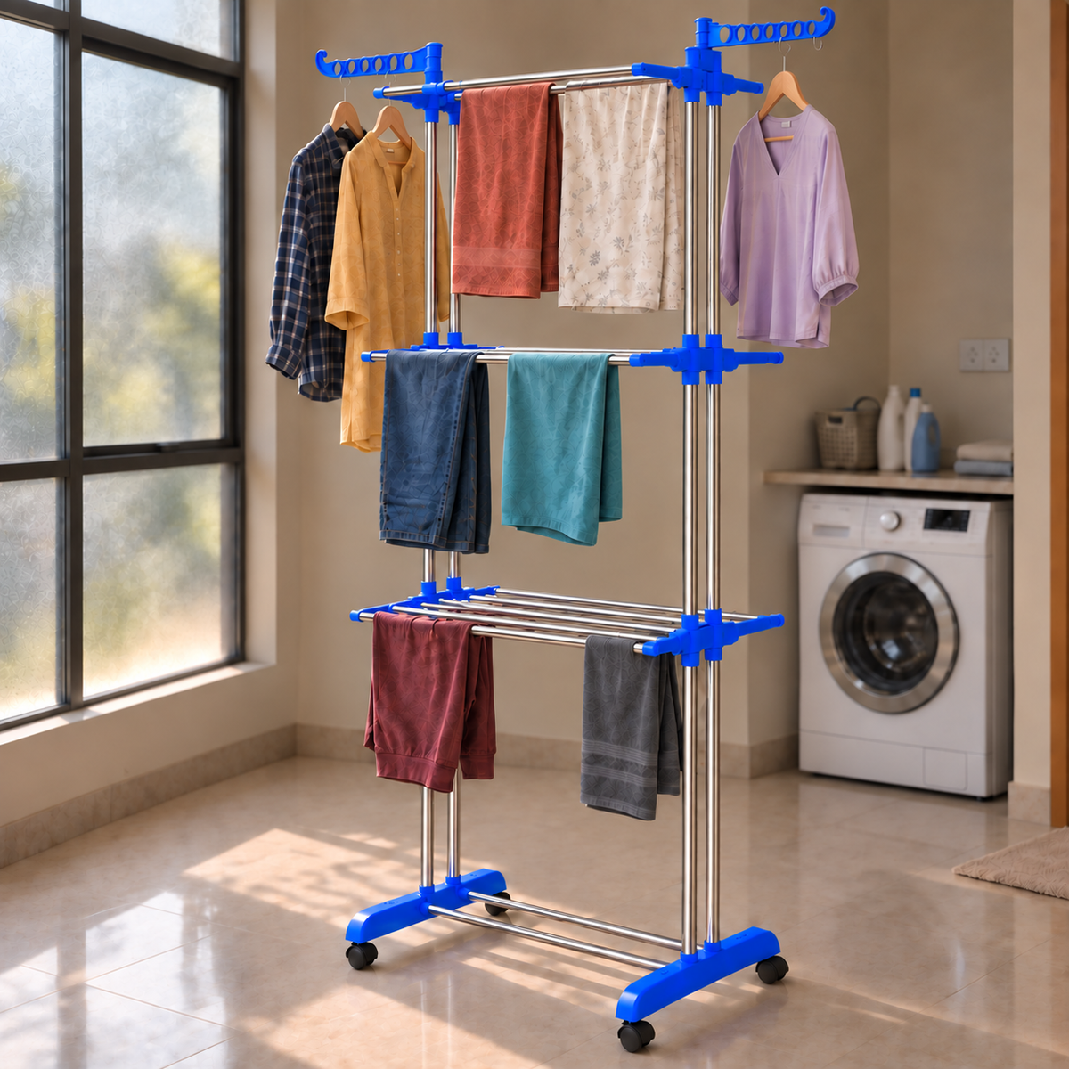 3 Tier Stainless Steel Cloth Drying Rack