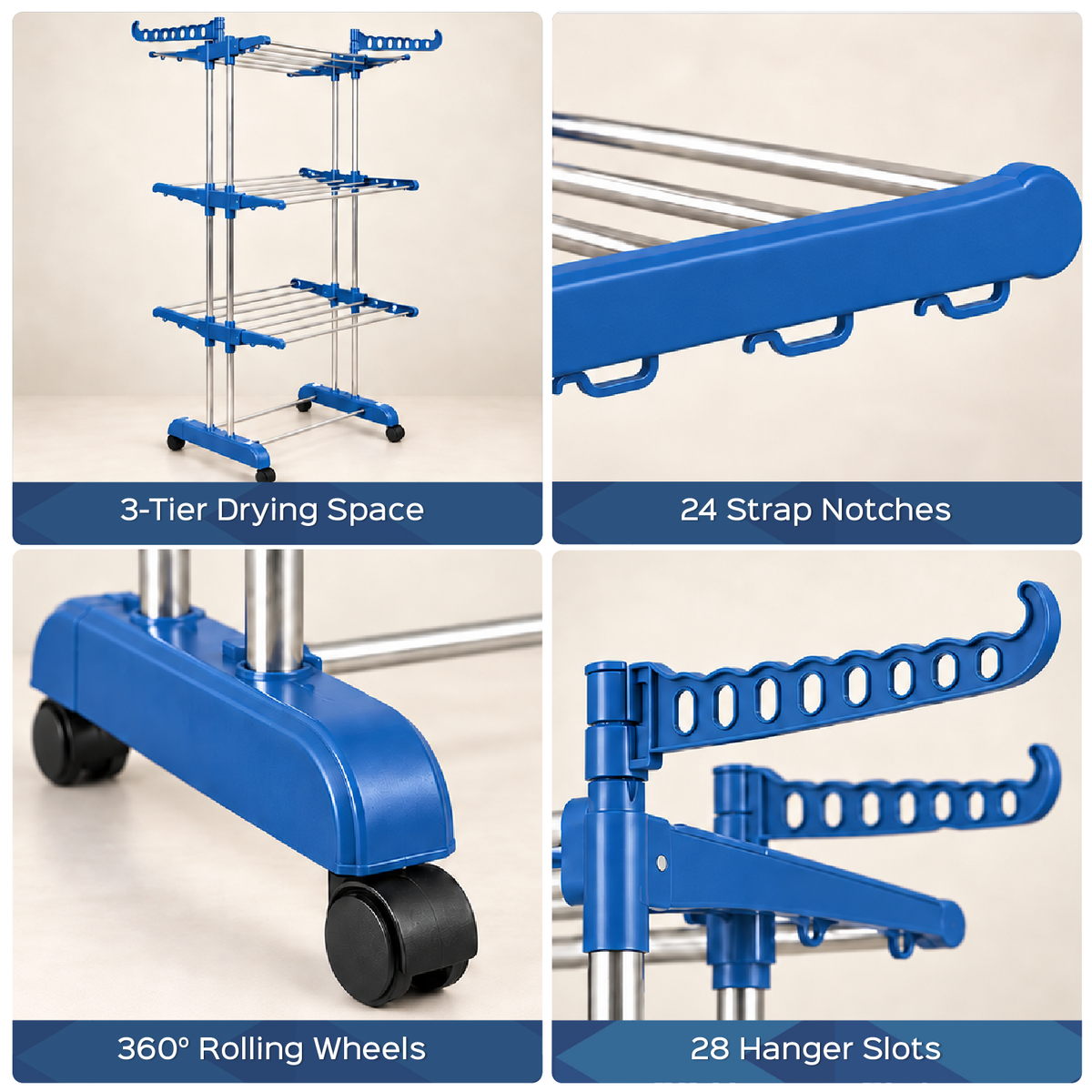 3 Tier Stainless Steel Cloth Drying Rack