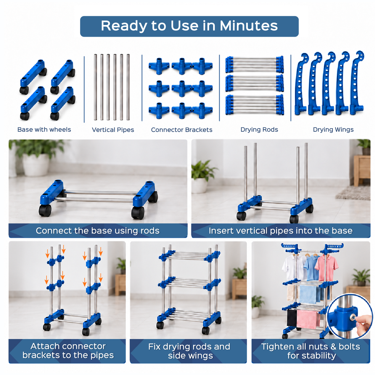 3 Tier Stainless Steel Cloth Drying Rack