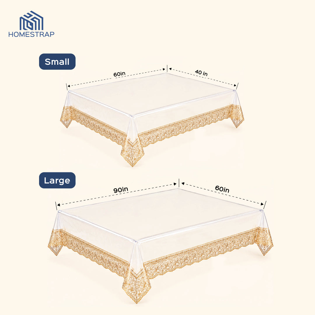 Transparent PVC Table Cover with Lace Border