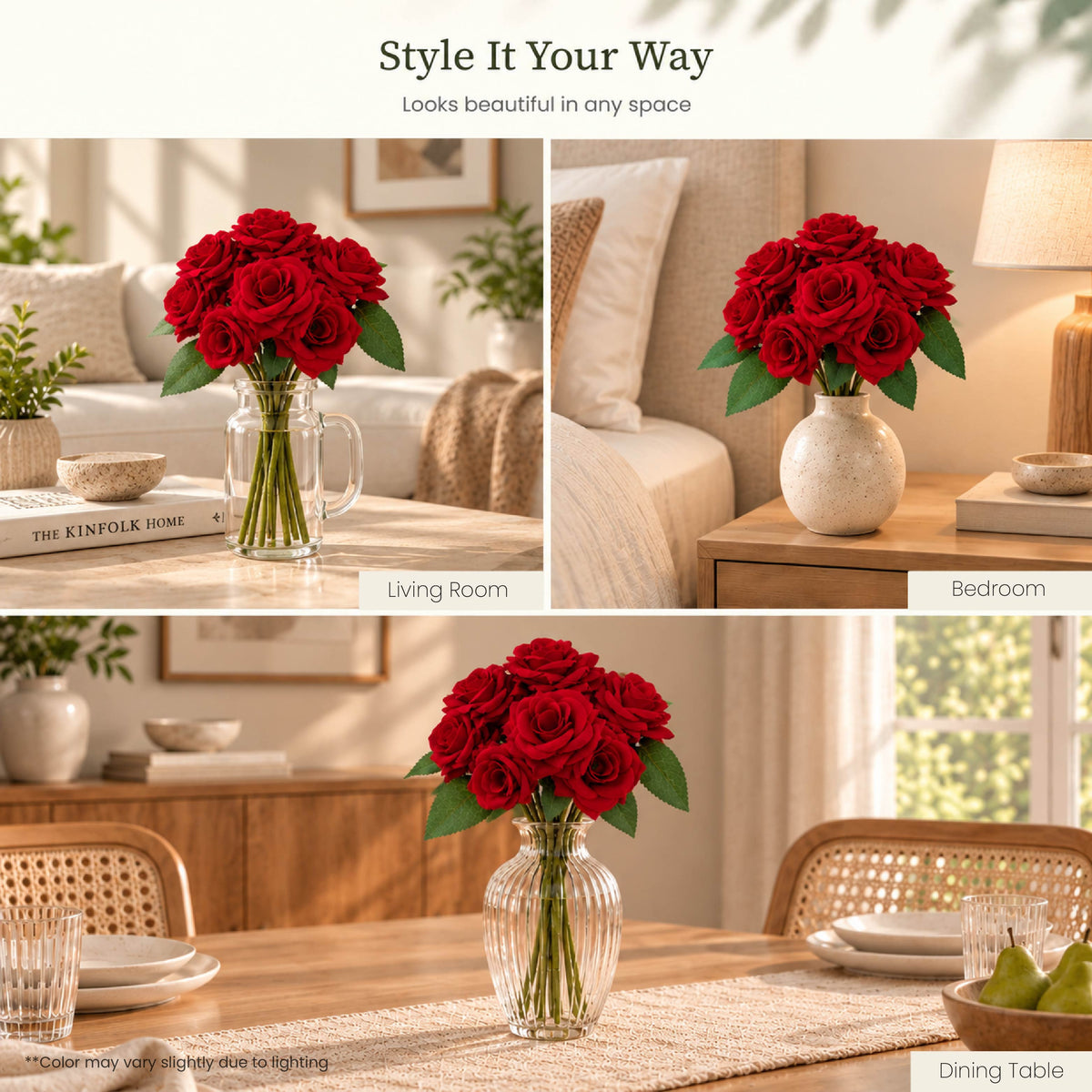 Crimson Red Rose Artificial Flower bunch