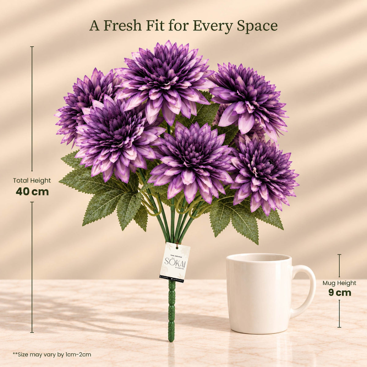 Purple Dahlia Artificial Flower Bunch