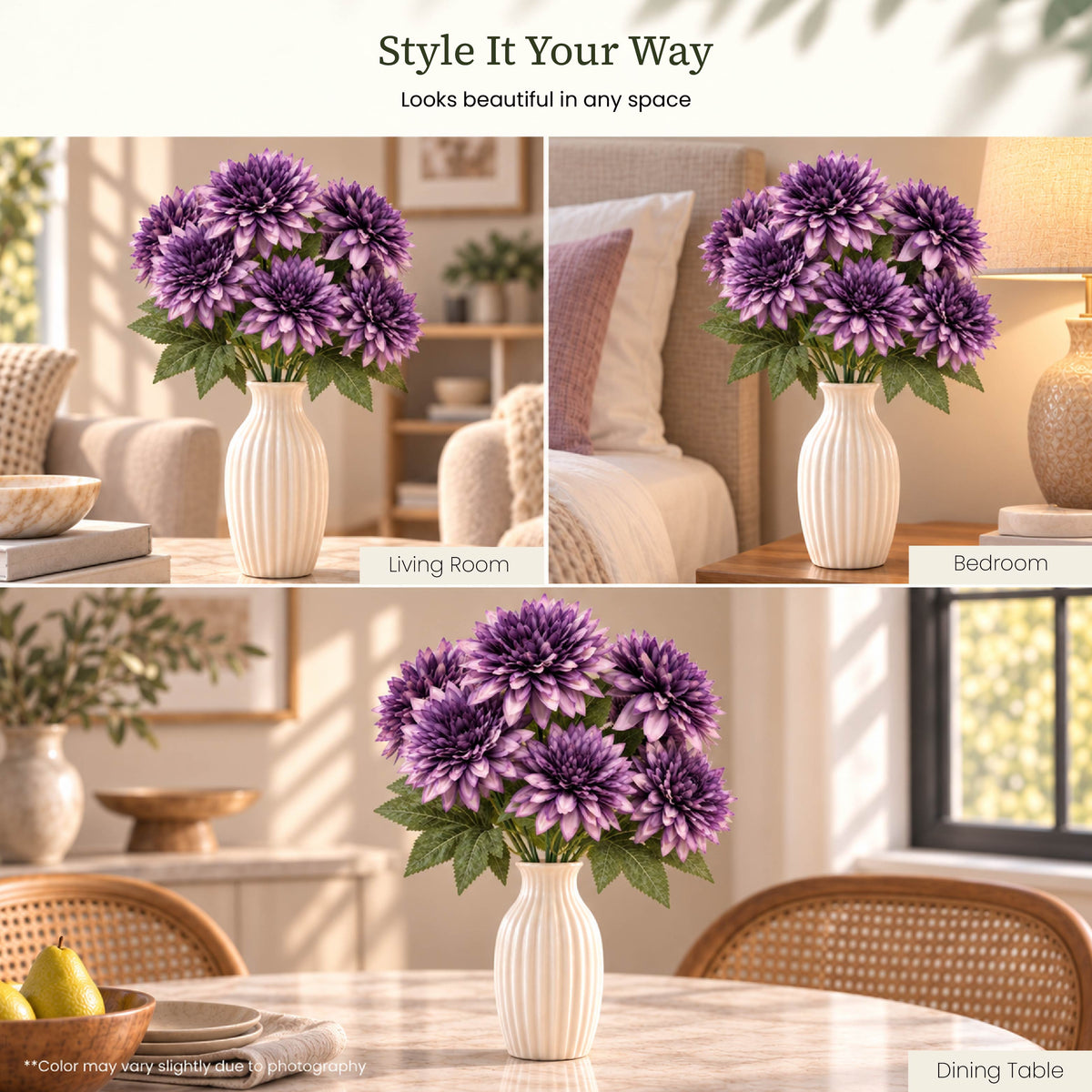 Purple Dahlia Artificial Flower Bunch