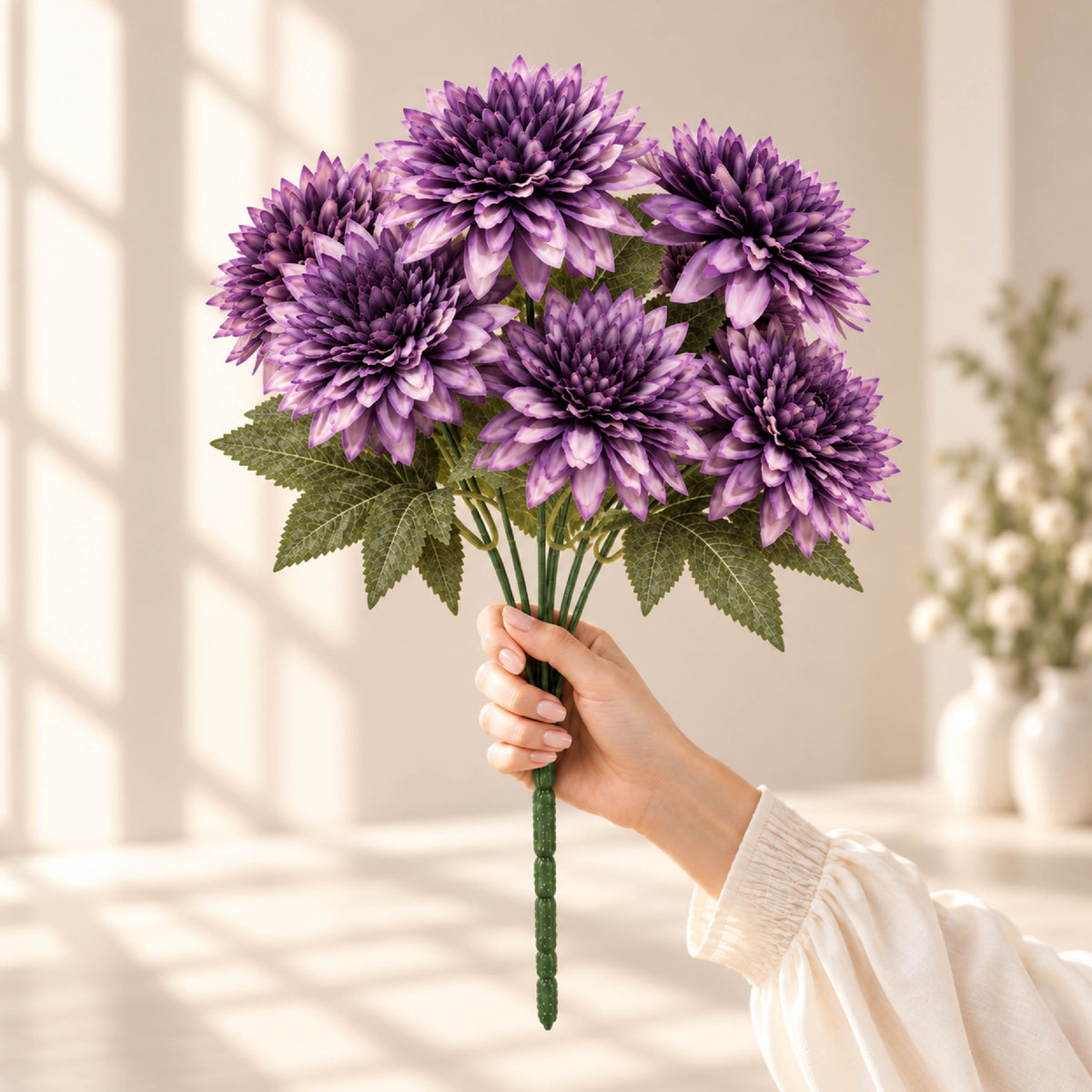 Purple Dahlia Artificial Flower Bunch