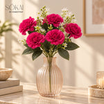 Fuchsia Pink Carnation Artificial Flower Bunch