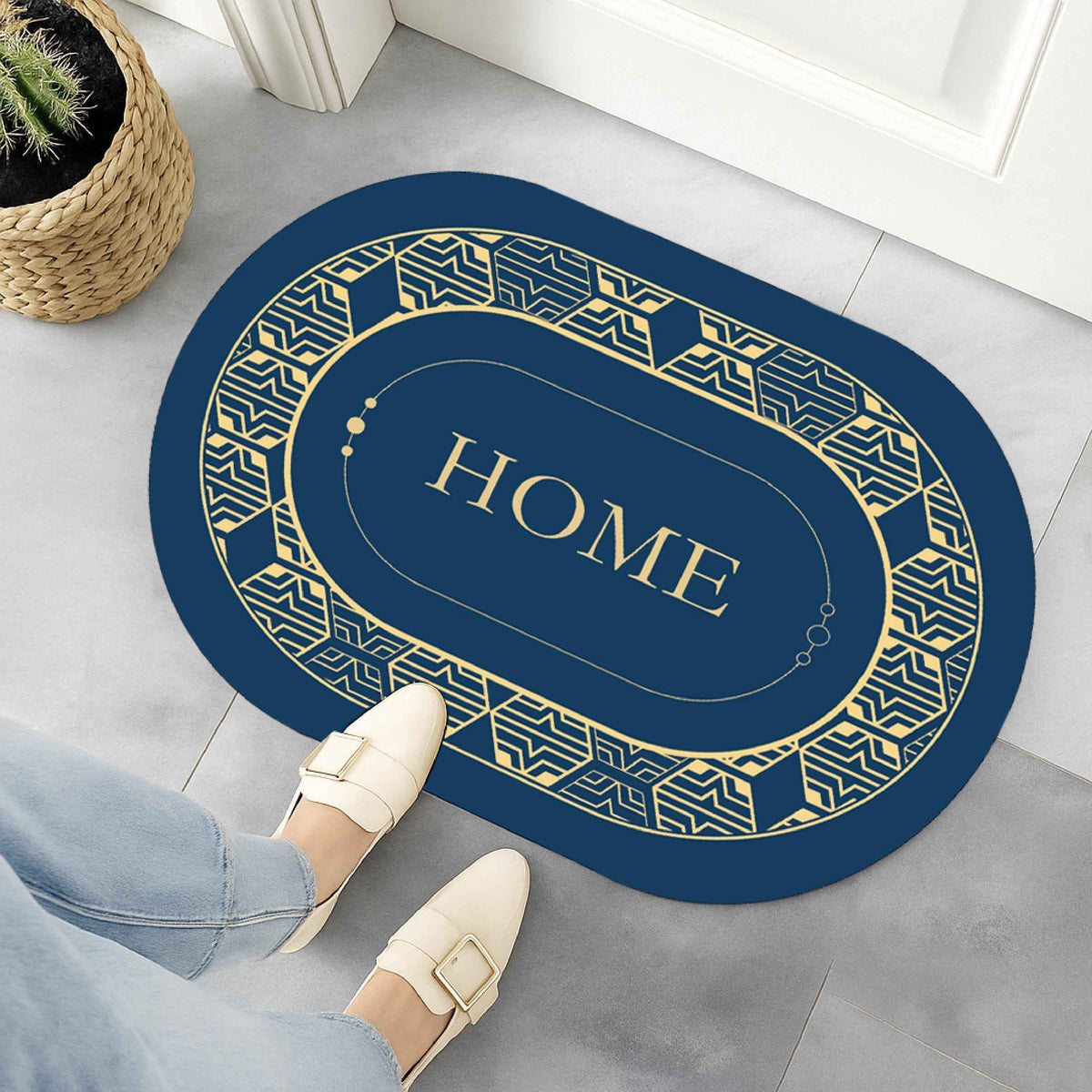 Oval Anti-Slip Floor Mat Set of 2