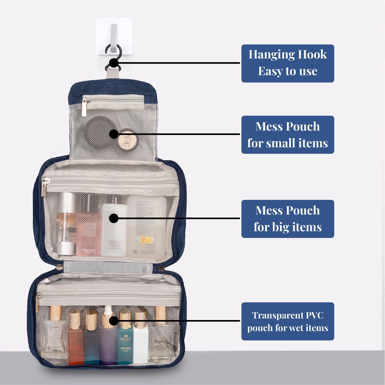 Bathroom Buddy | Hanging Cosmetic Toiletry Organizer Bag