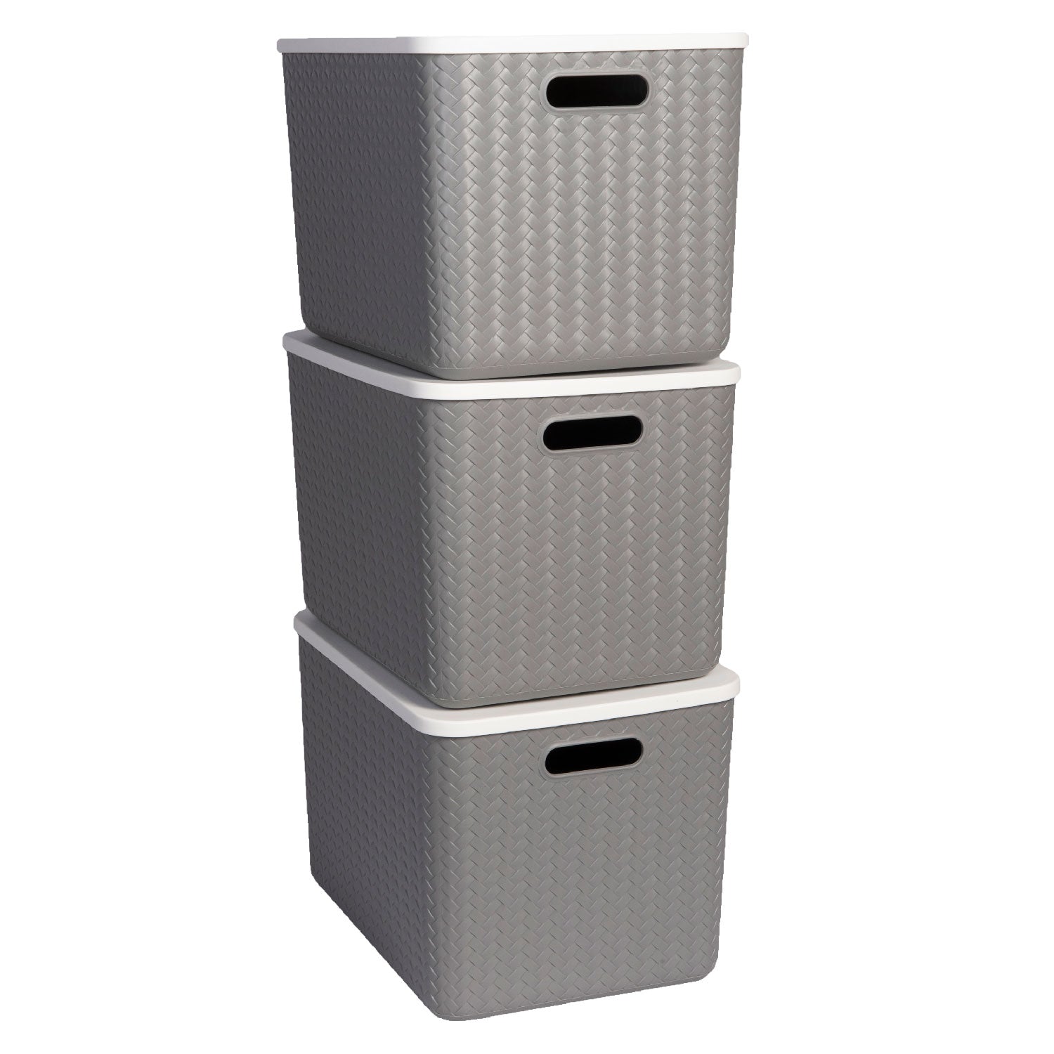 Hide & Seeker | Set of 3, Multipurpose Plastic Storage Baskets With Lid & Handle