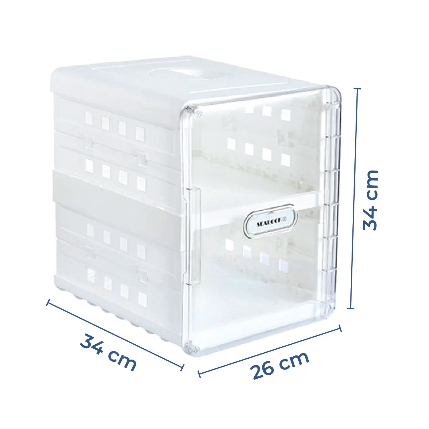 2 Tier Shoe Storage Box / Transparent Storage Basket With Door / Shoe Stash with Air Passing Holes and Handle