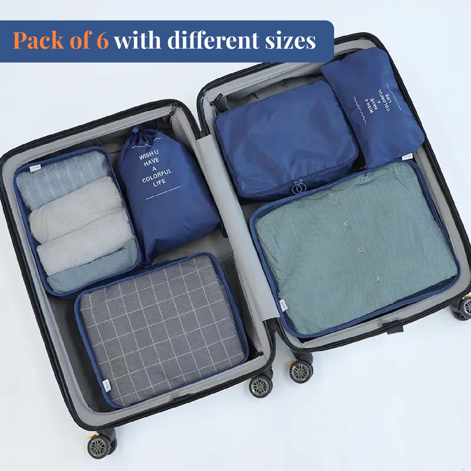 6 Pc Packing Cubes | Travel Tetris | Travelling Pouch Kit