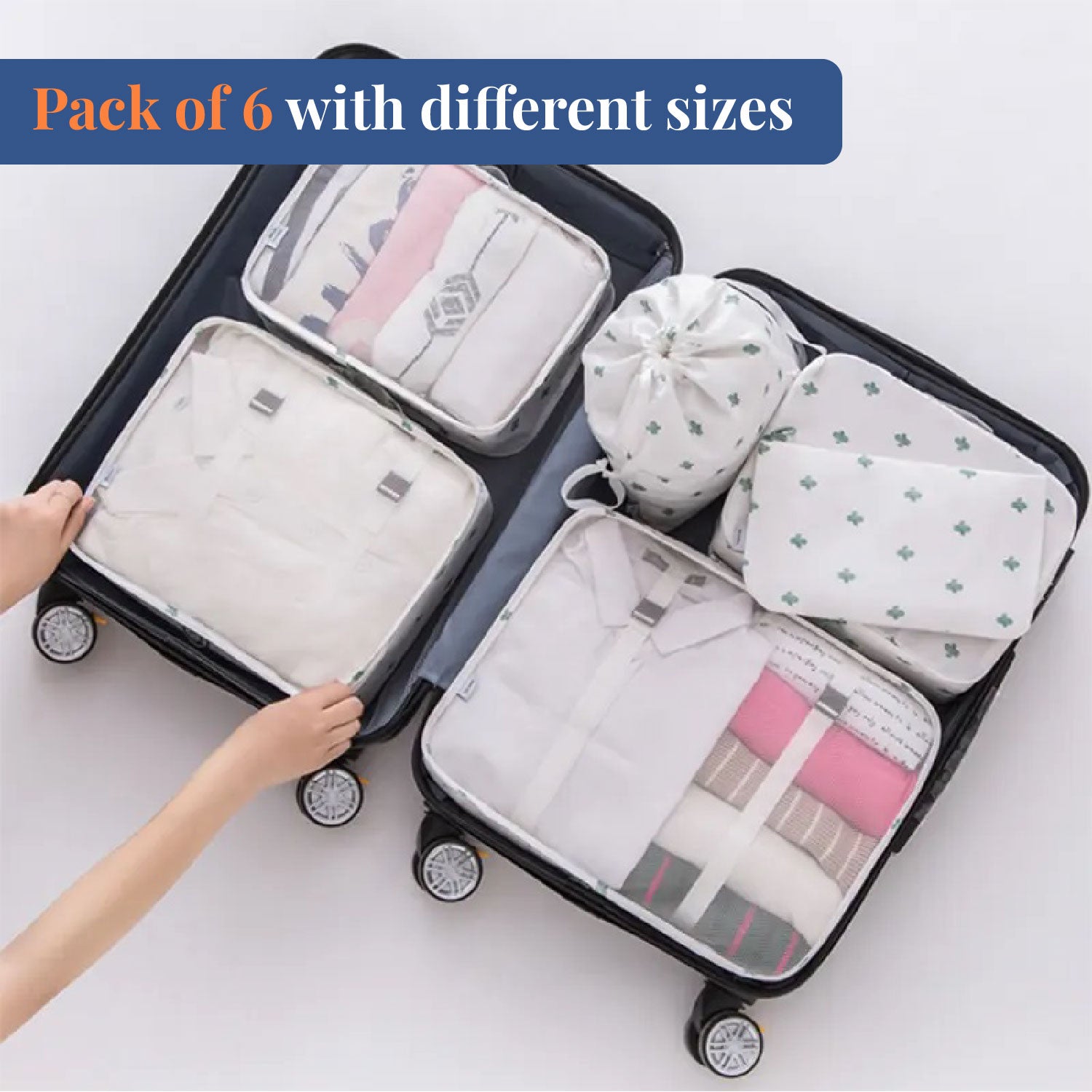 6 Pc Packing Cubes | Travel Tetris | Travelling Pouch Kit