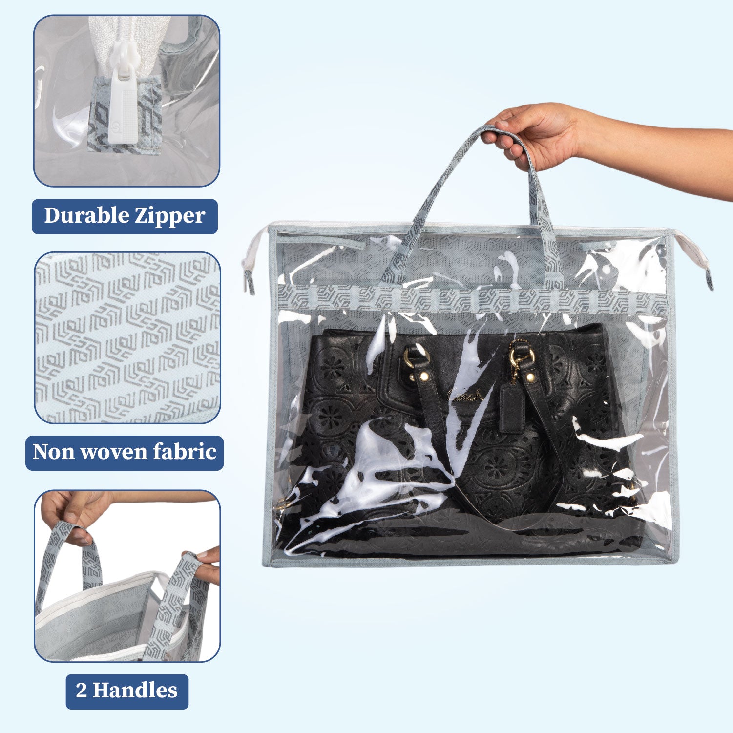 Set of 3 Transparent Handbag Cover