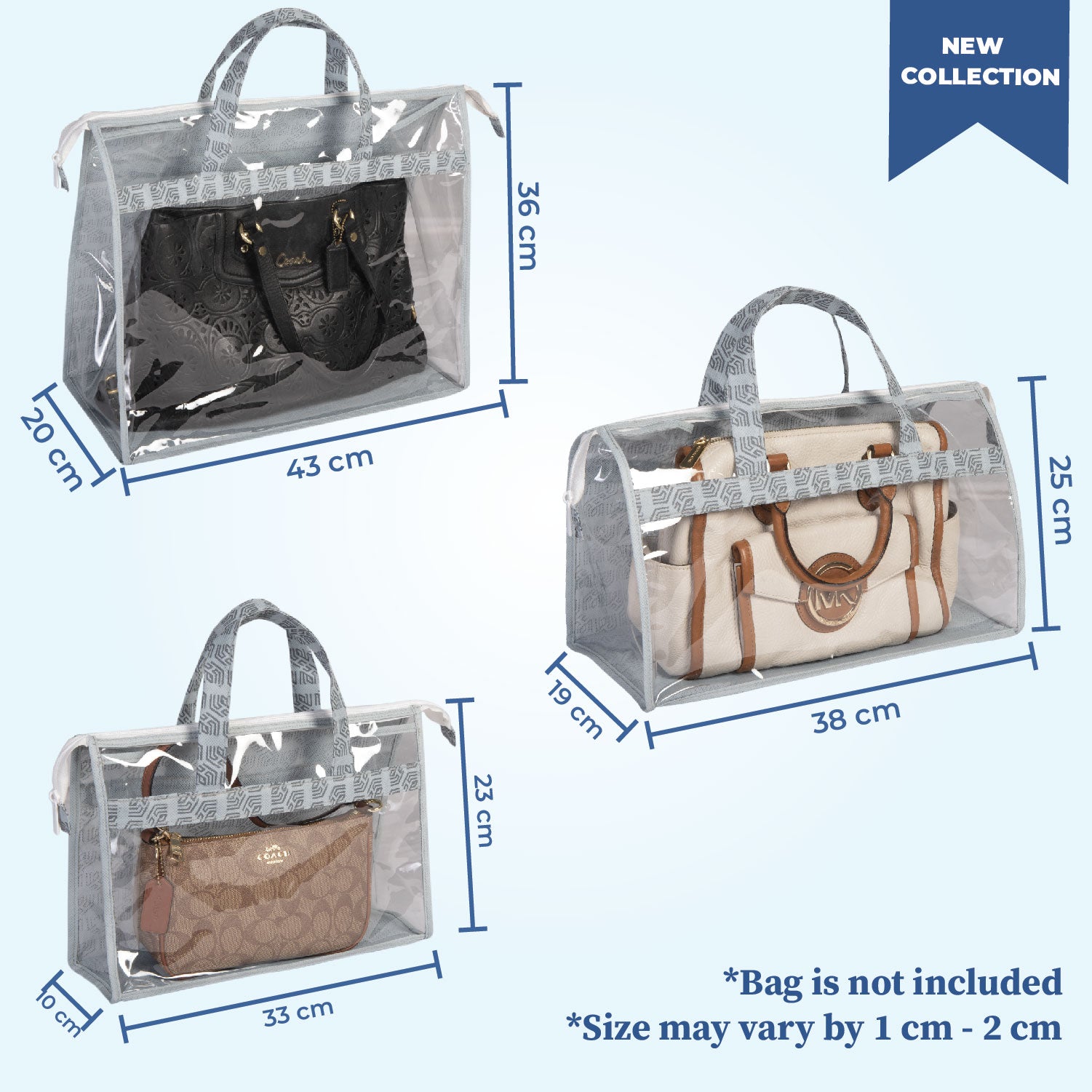 Set of 3 Transparent Handbag Cover