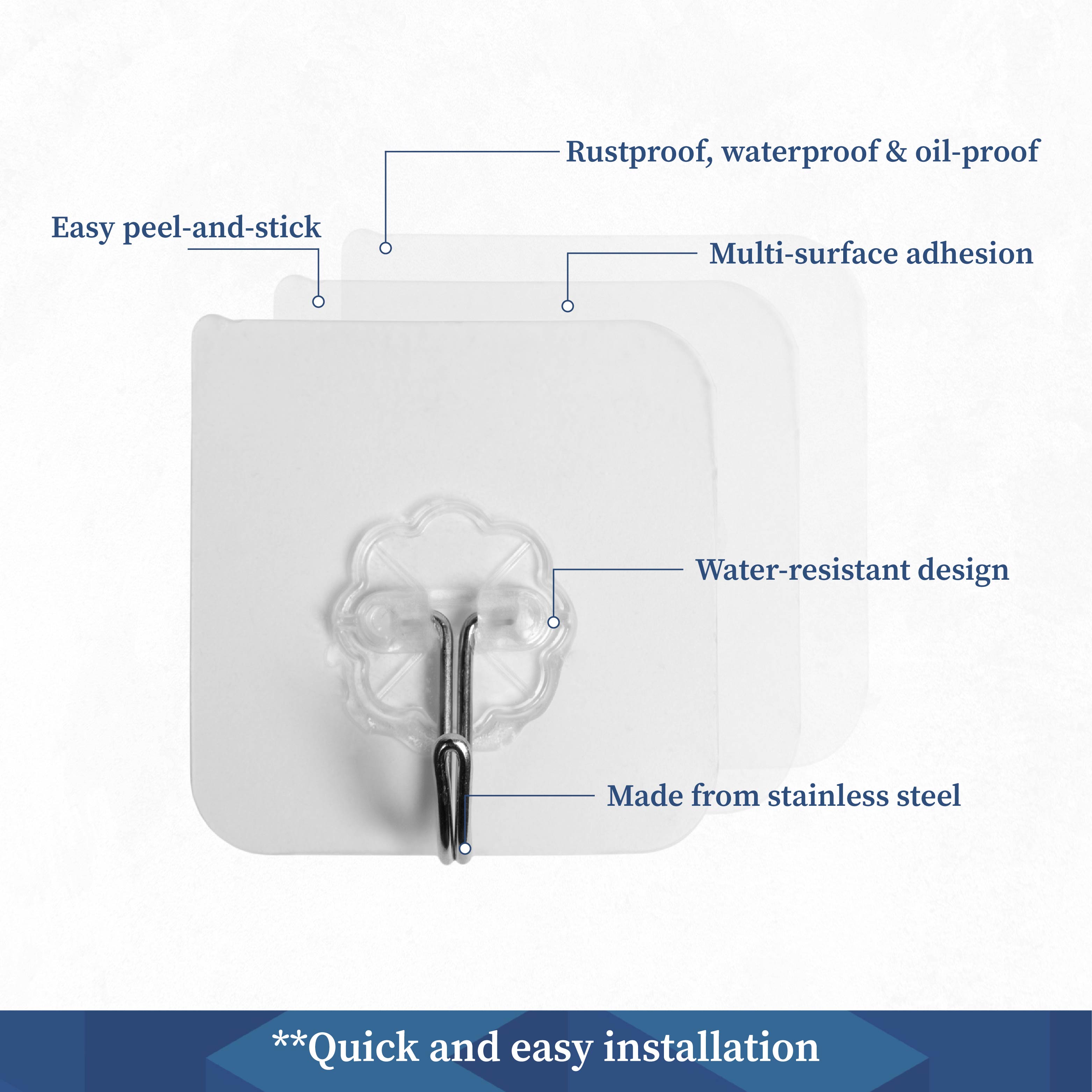 Transparent Self-Adhesive Hooks