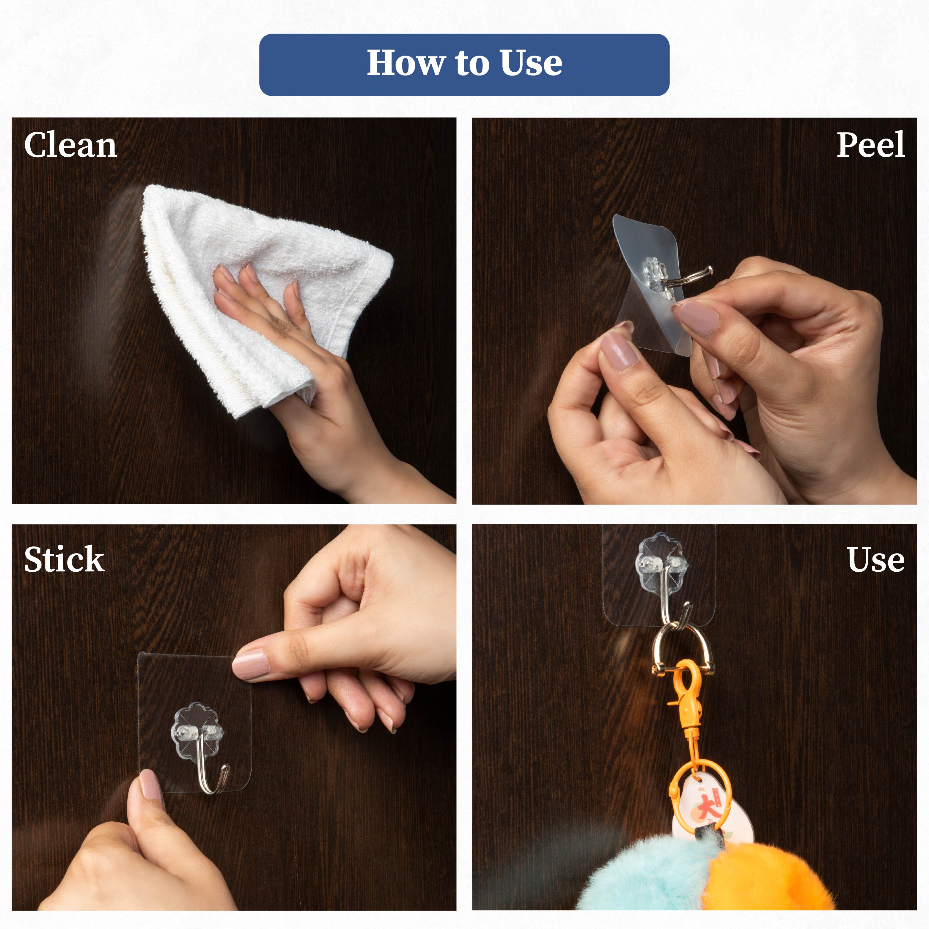 Transparent Self-Adhesive Hooks