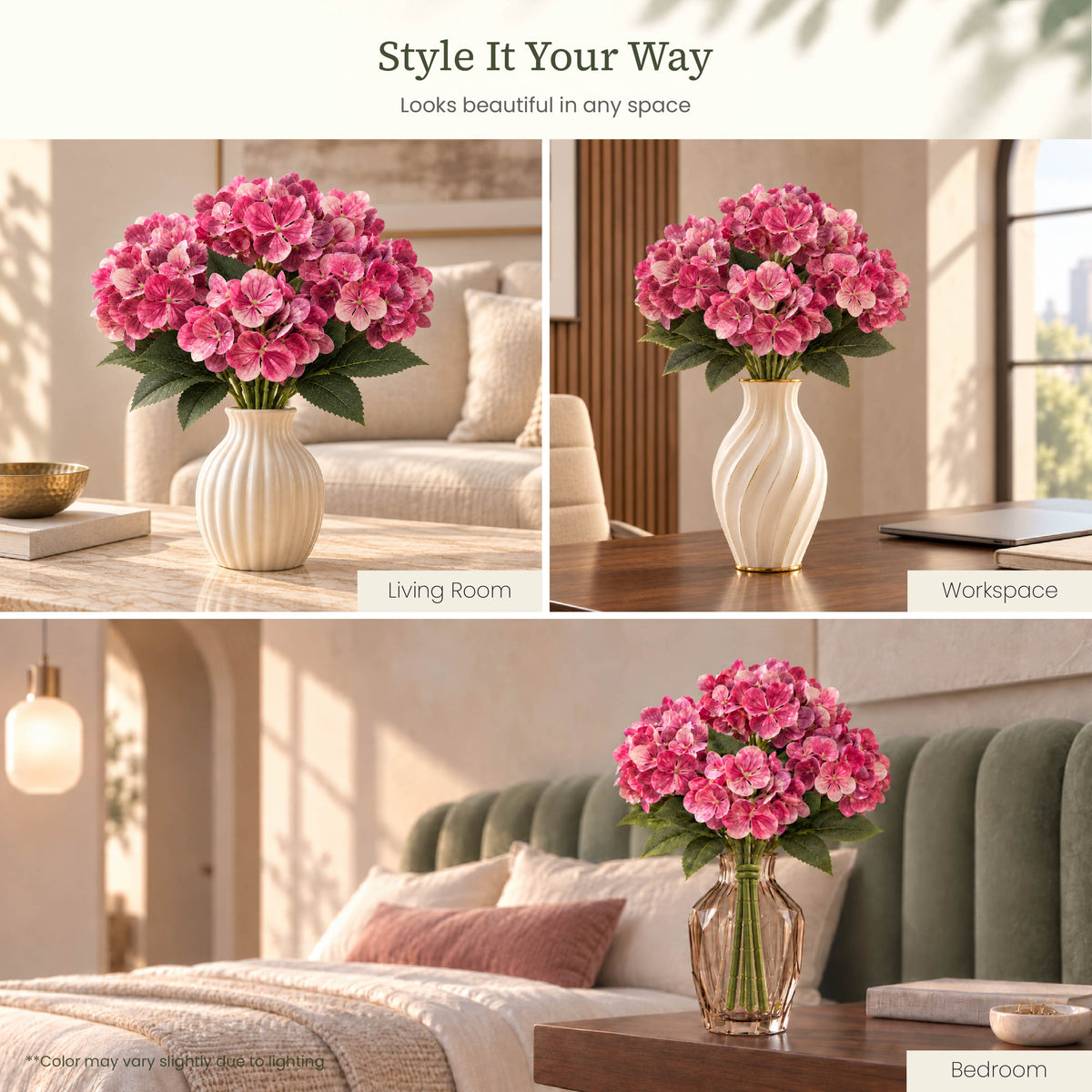 Blush Pink Hydrangea Artificial Flower Bunch