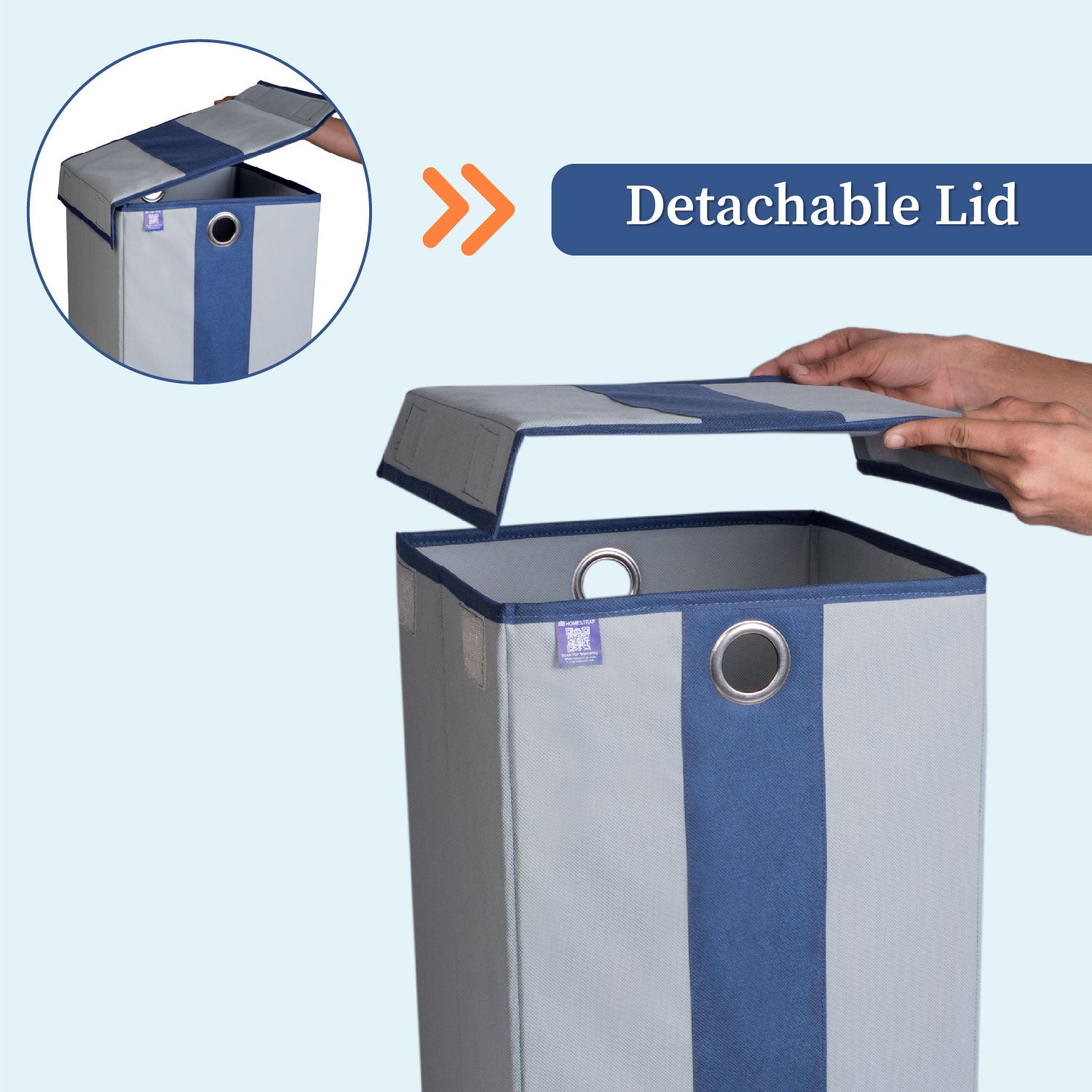 Laundry Basket with Lid Closure And Handles | Foldable | 68 Ltrs