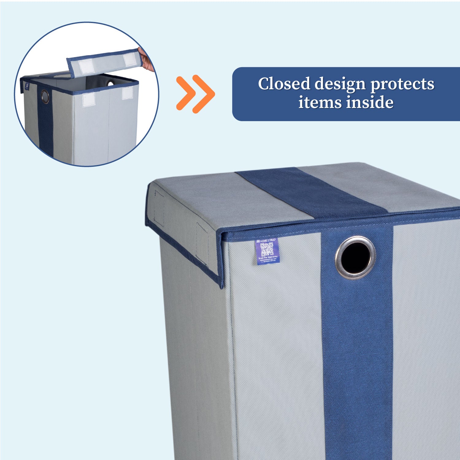 Laundry Basket with Lid Closure And Handles | Foldable | 68 Ltrs