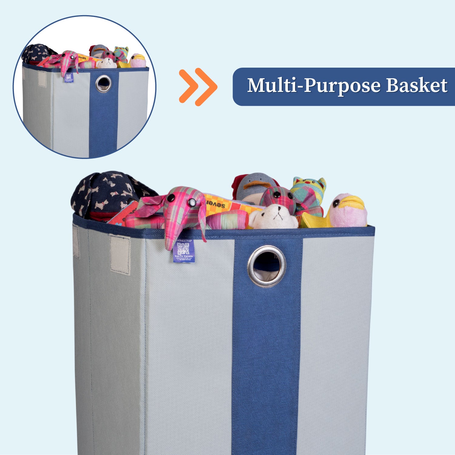 Laundry Basket with Lid Closure And Handles | Foldable | 68 Ltrs