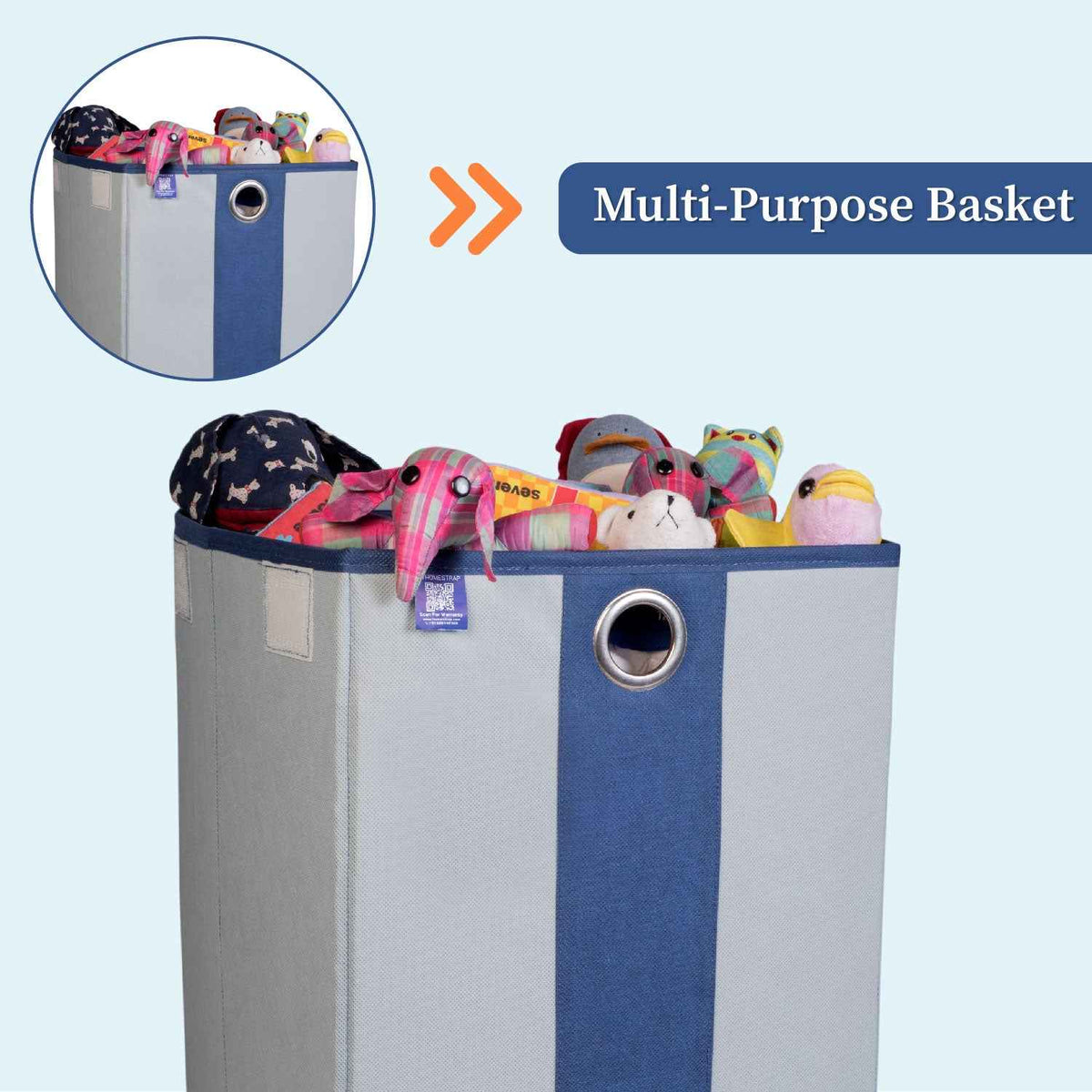 Laundry Basket with Lid Closure And Handles | Foldable | 68 Ltrs