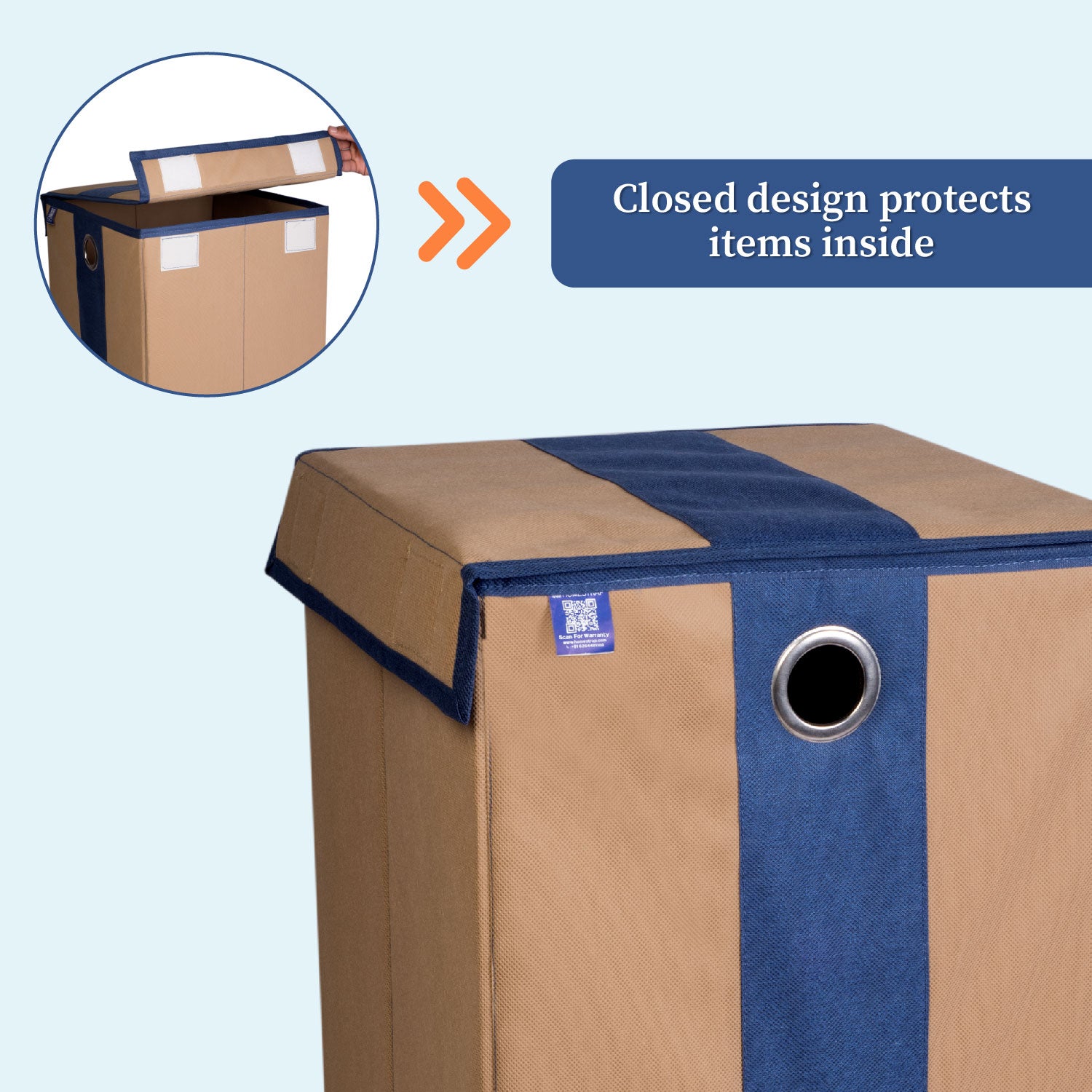 Laundry Basket with Lid Closure And Handles | Foldable | 68 Ltrs