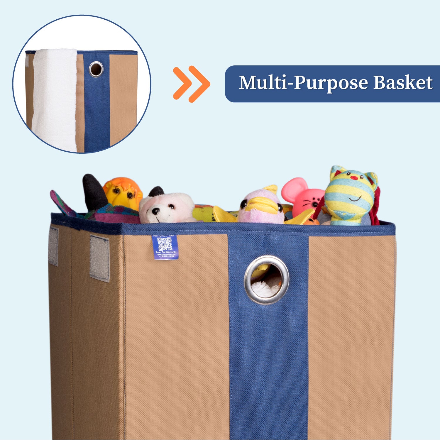 Laundry Basket with Lid Closure And Handles | Foldable | 68 Ltrs