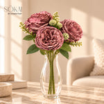 Mauve Peony Artificial Flower Bunch | Set of 2