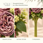 Mauve Peony Artificial Flower Bunch | Set of 2