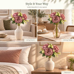 Mauve Peony Artificial Flower Bunch | Set of 2