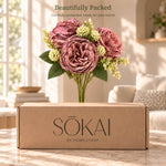 Mauve Peony Artificial Flower Bunch | Set of 2