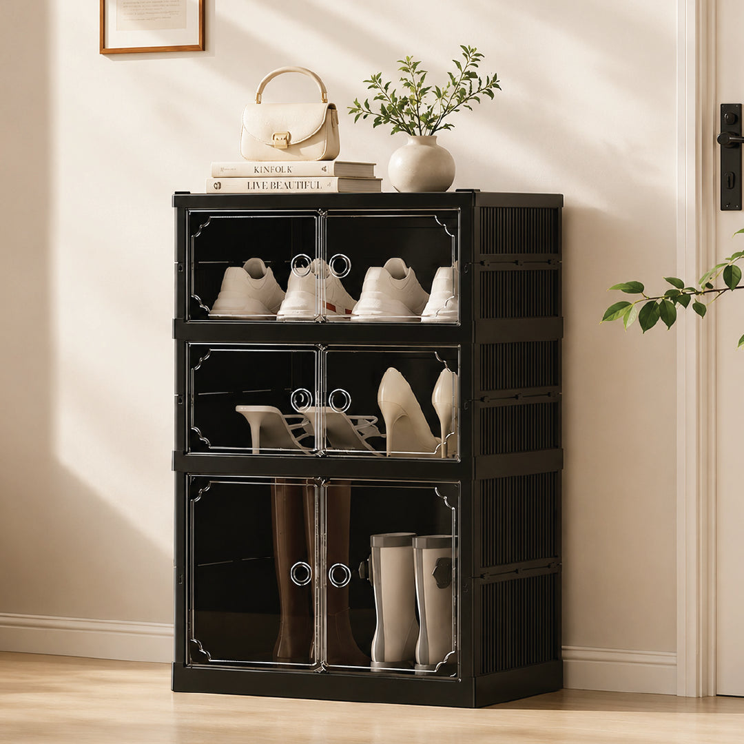 Shoe Stack Foldable Shoe Storage with Wheels