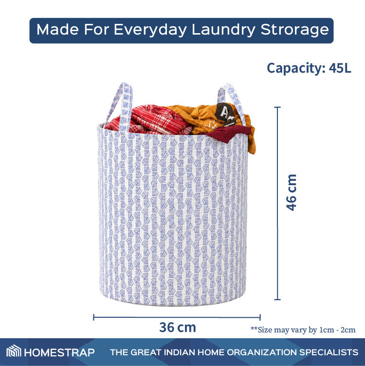 45L Round Non-Woven Printed Laundry Basket for Clothes Storage
