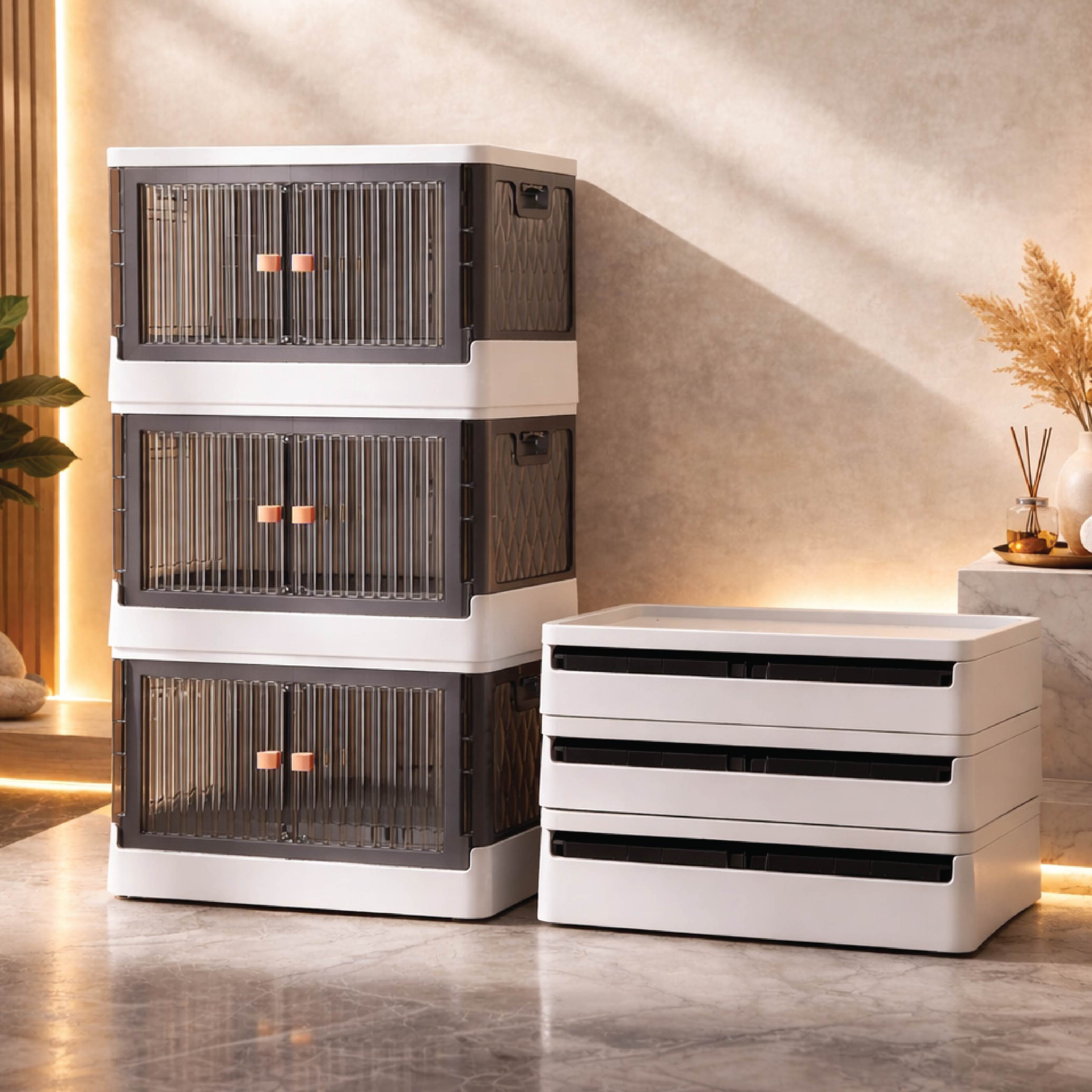 Rollin Stacker / Foldable Storage Box with Wheels (Large)