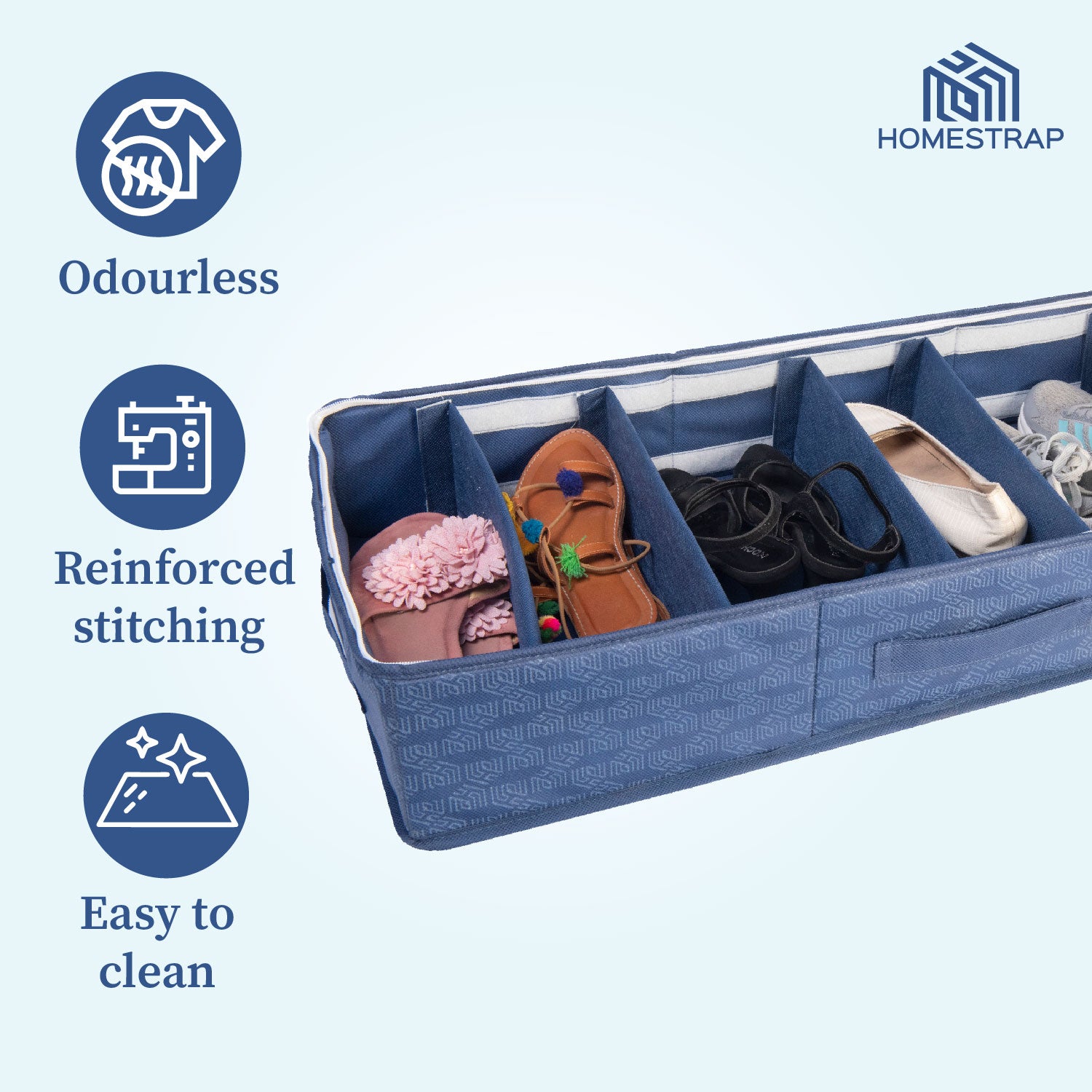 6 Section Underbed Shoe Organizer | Foldable