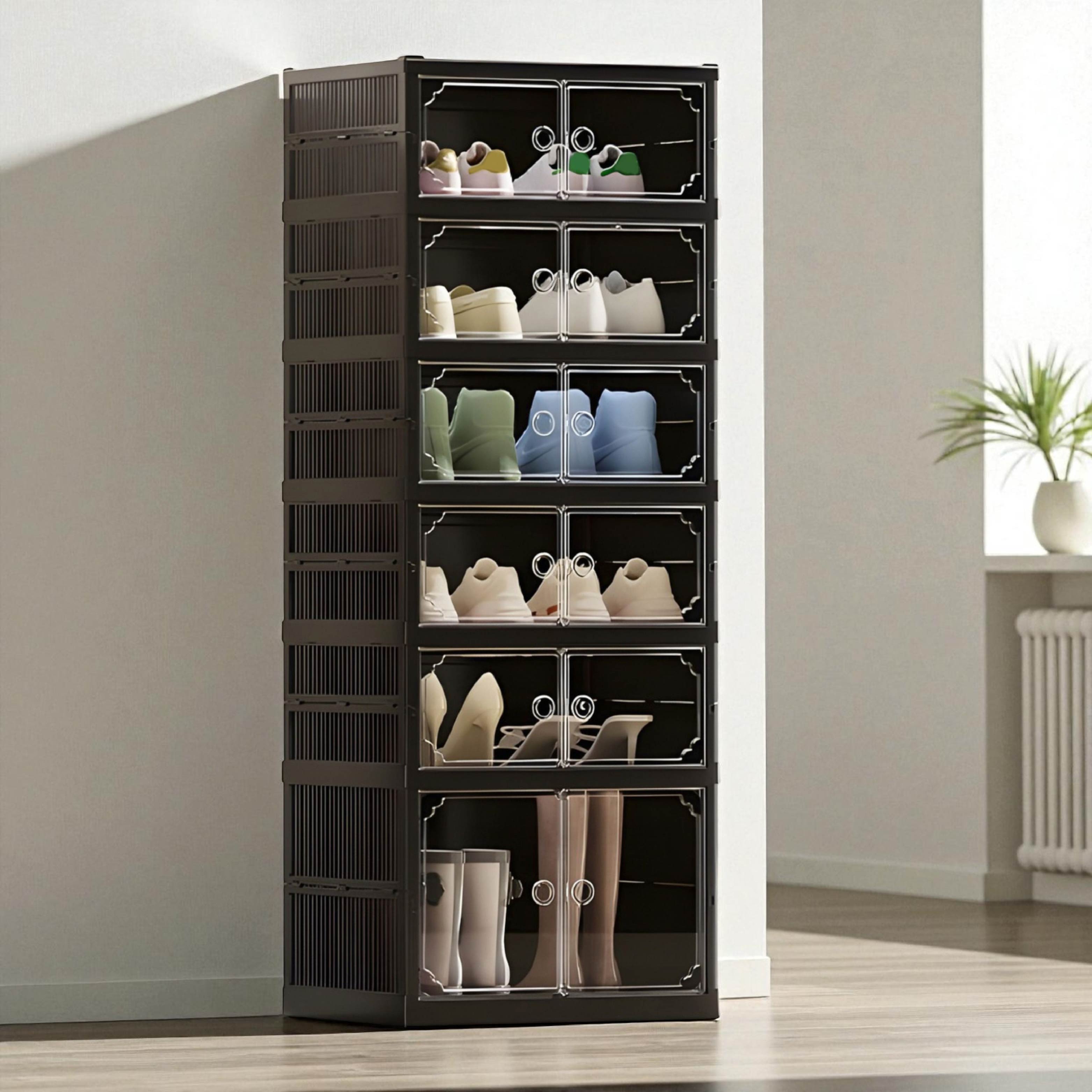 Shoe Stack Foldable Shoe Storage with Wheels