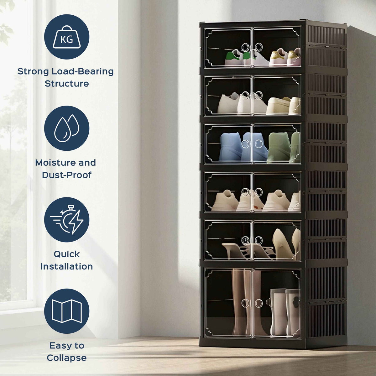 Shoe Stack Foldable Shoe Storage with Wheels