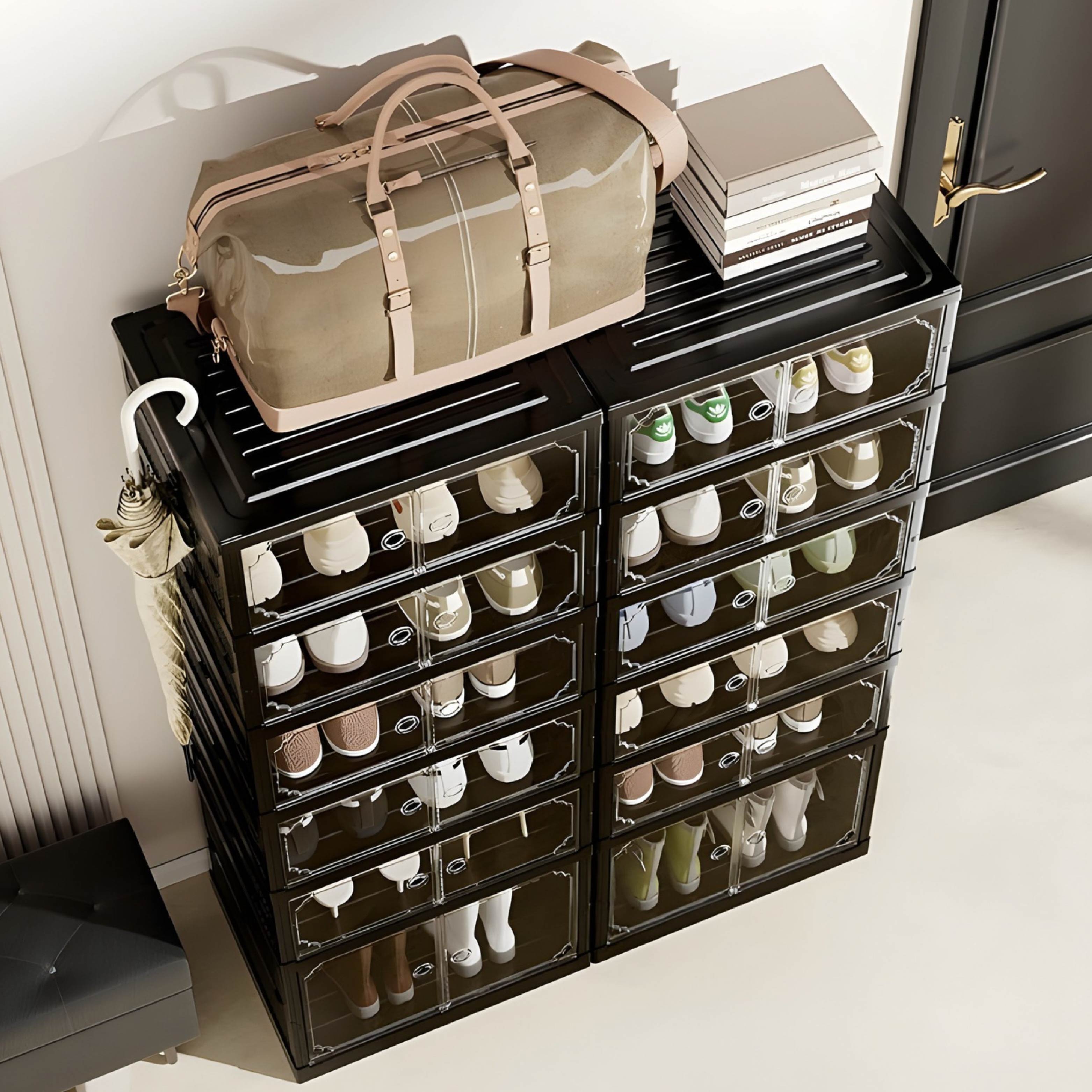 Shoe Stack Foldable Shoe Storage with Wheels