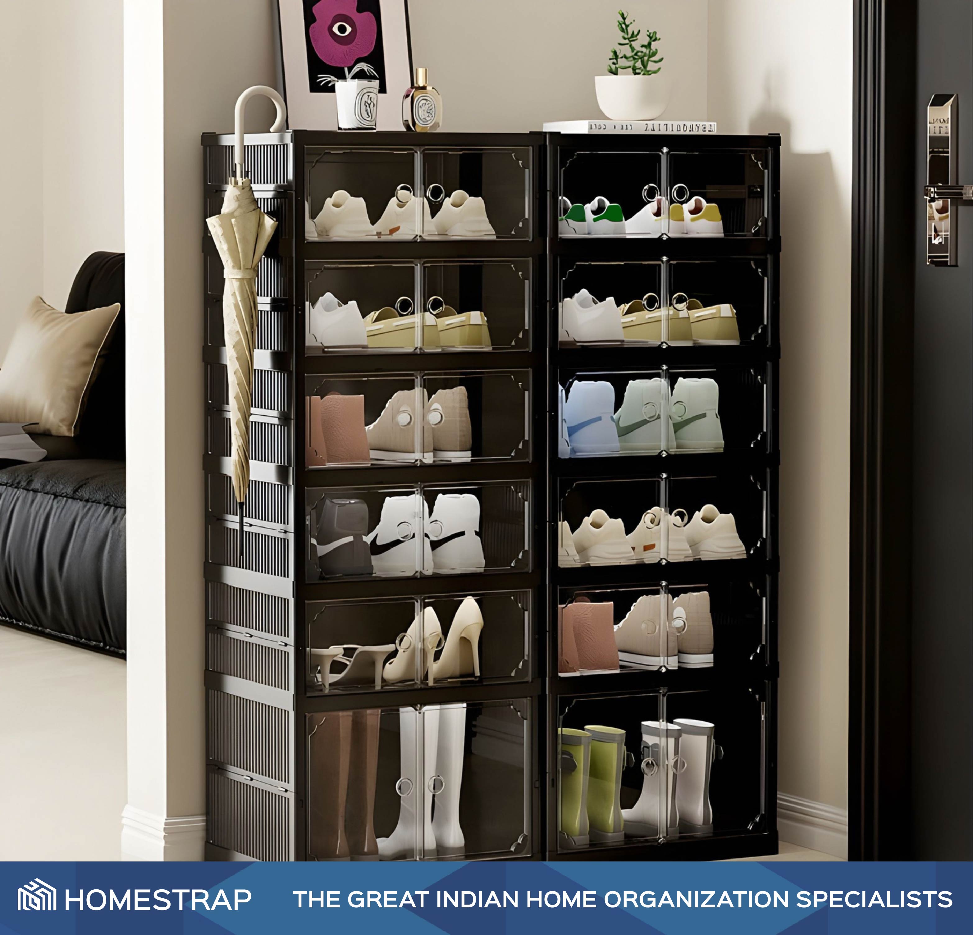 Shoe Stack Foldable Shoe Storage with Wheels