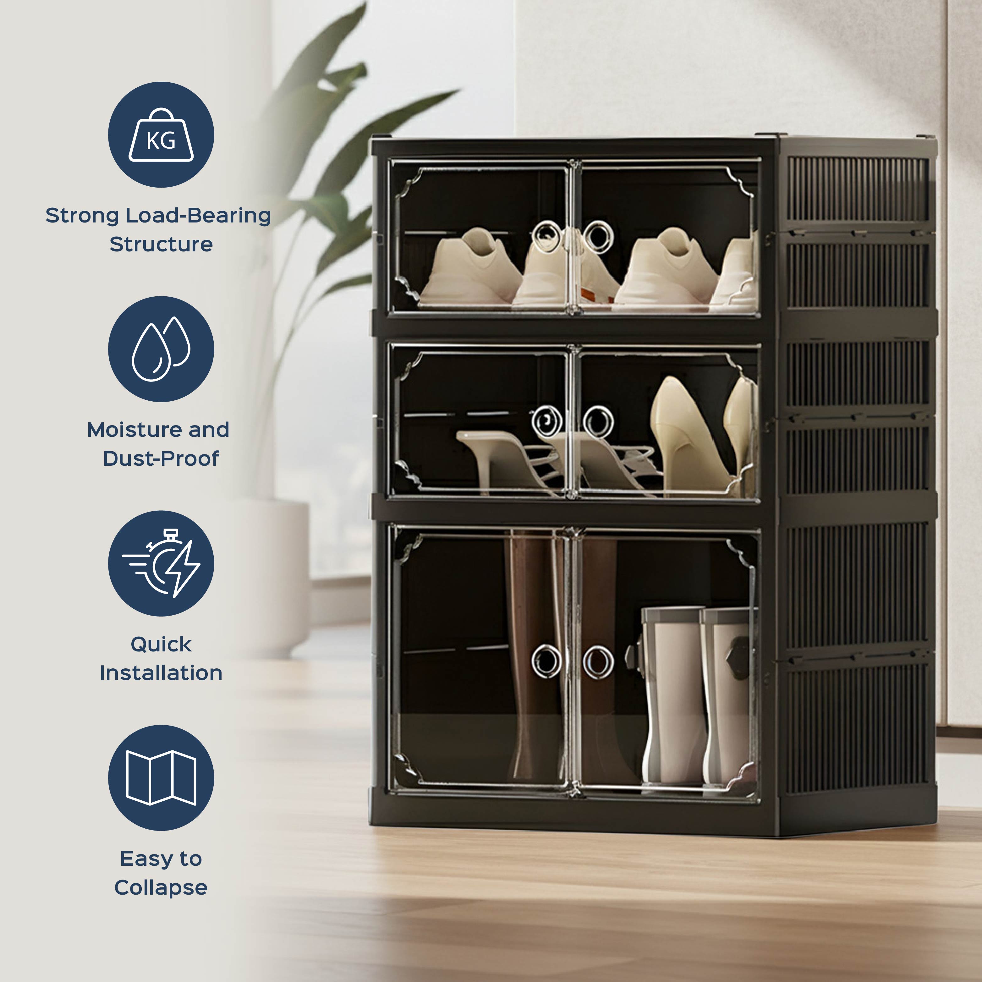 Shoe Stack Foldable Shoe Storage with Wheels