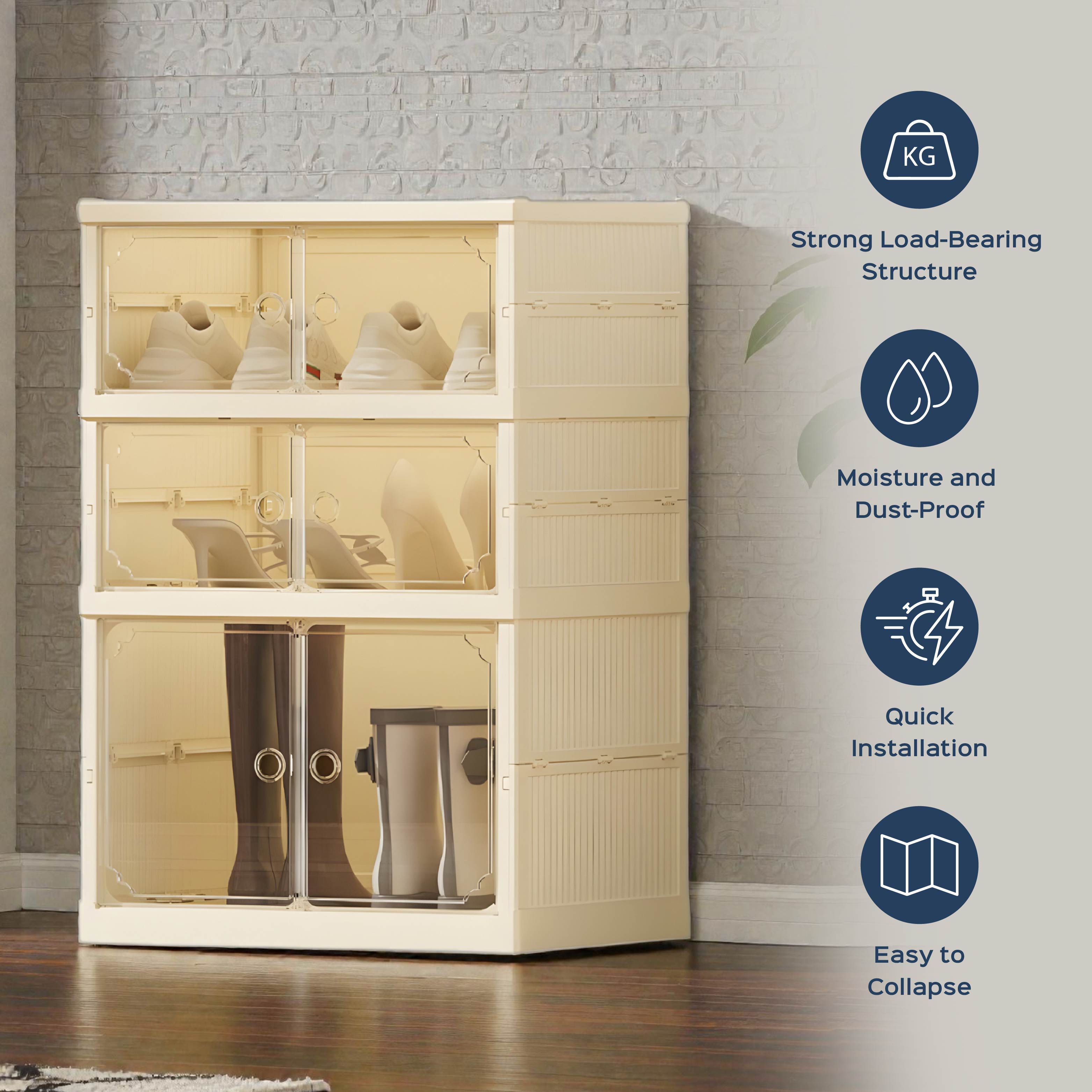 Shoe Stack Foldable Shoe Storage with Wheels