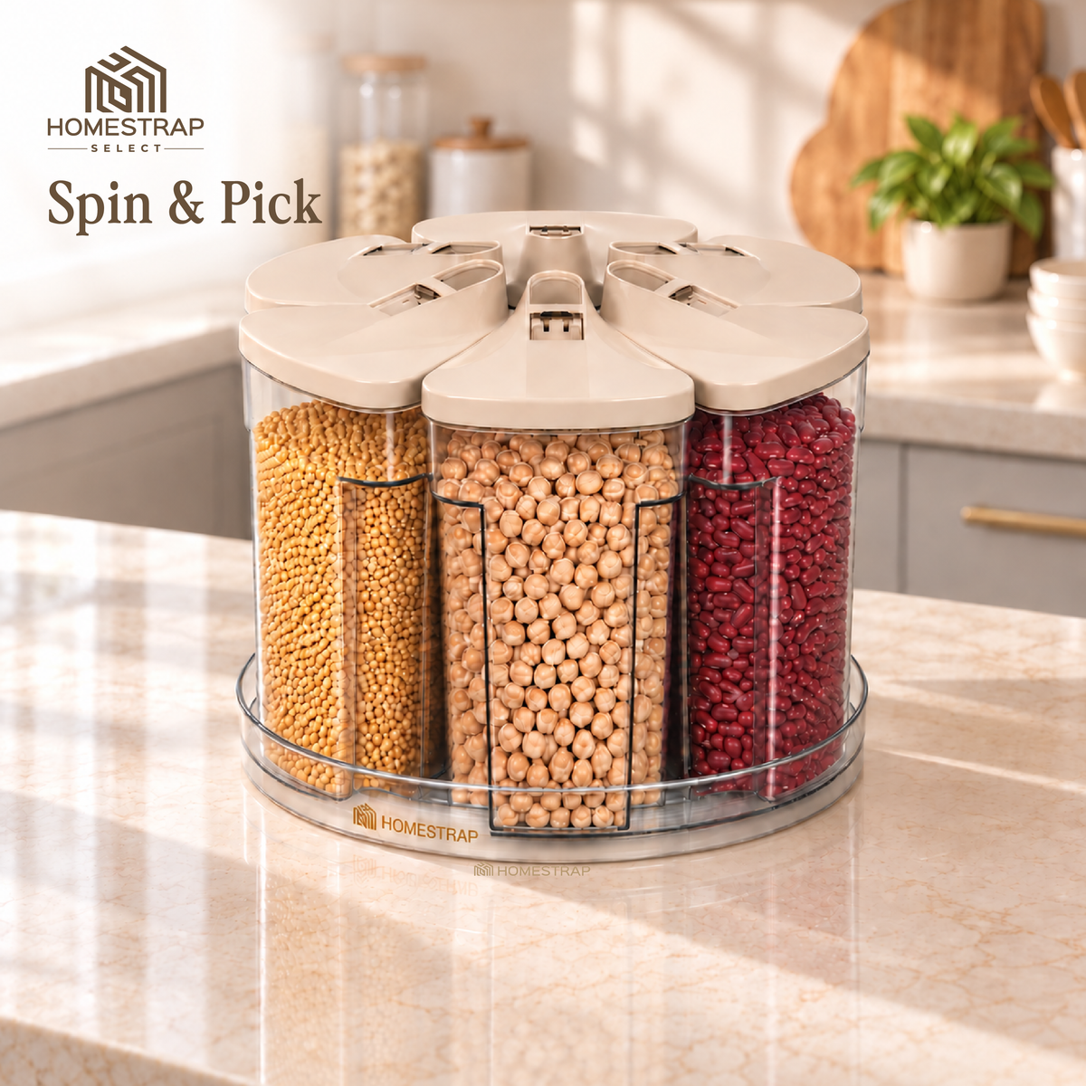 Spin & Pick – 6-Container Rotating Grain Organizer