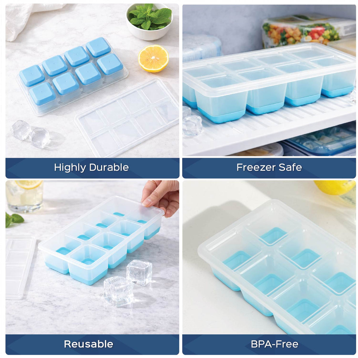 Stackable Ice Cube Tray Mould with Lid - Homestrap