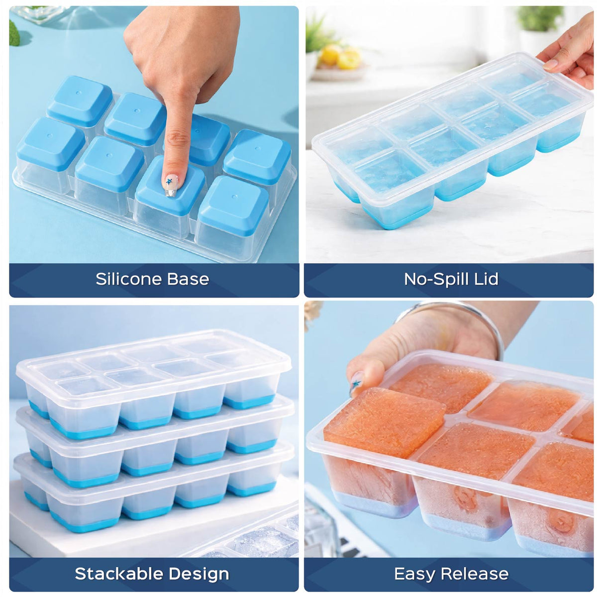 Stackable Ice Cube Tray Mould with Lid - Homestrap