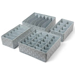 Set of 4 Drawer Organizer for Undergarments, Socks, Scarfs & Tie