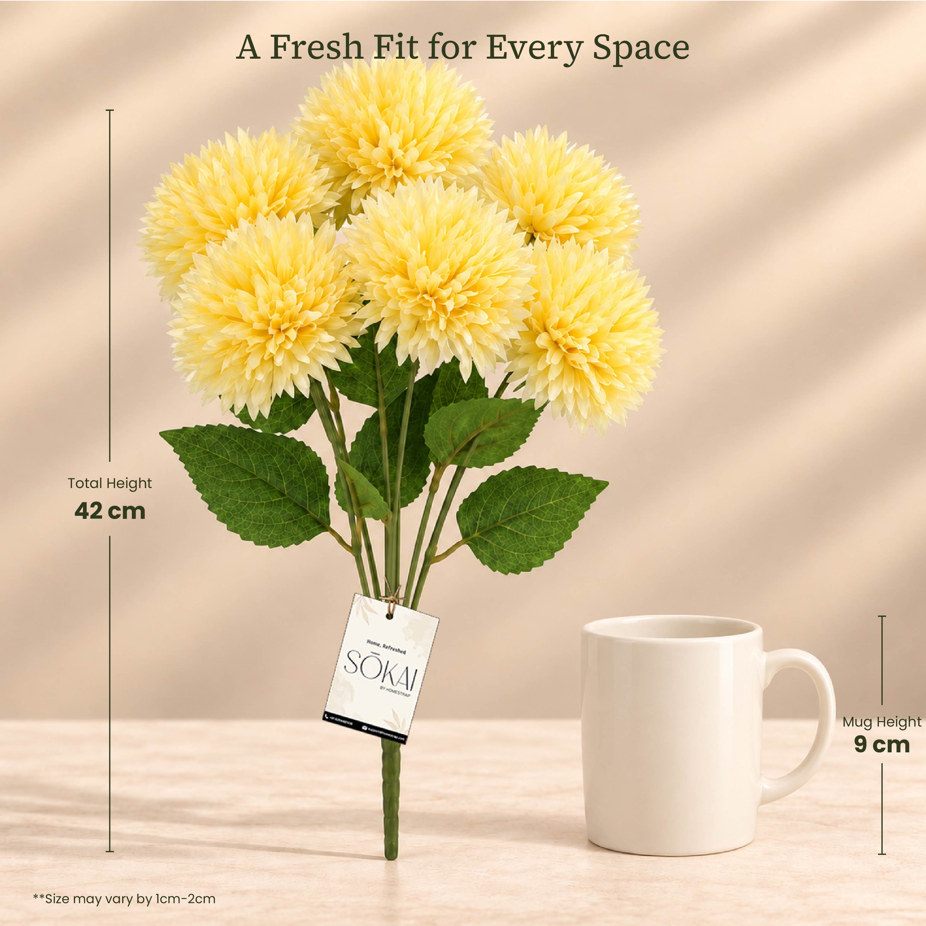Butter Yellow Pom Pom Artificial Flower Bunch